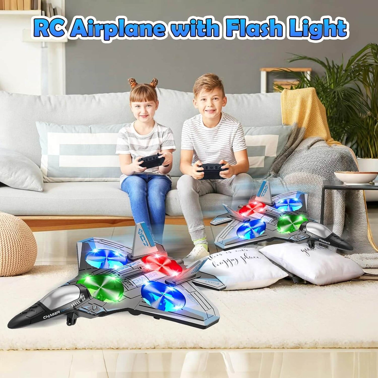 V-17 RC Stunt Fighter Jet - LED Lights & 360° Spin