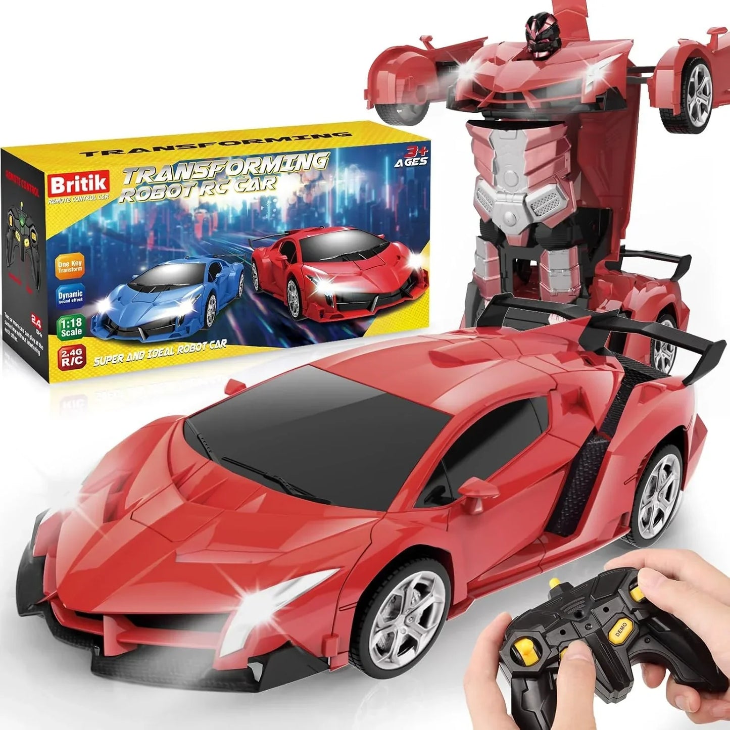 2-in-1 Remote Control Transforming Robot Car - Stunt Drift & 360° Rotation